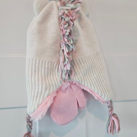 Toddler Girls Unicorn Winter Hat and Mitten Set NWT 2t-4t Capelli New York - Picture 6 of 8